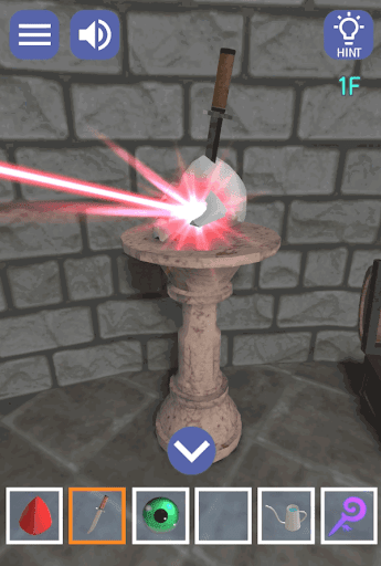 ドラゴンと魔法使いの住む塔_1階_骸骨が光っていること確認して左側に移動する