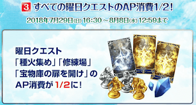 fgo-曜日クエスト消費AP半減