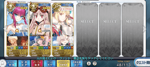 fgo-変則チェイテシンデレラ城前9体3ターン周回