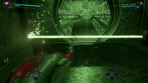 レーザーを避けながらダクトを進む