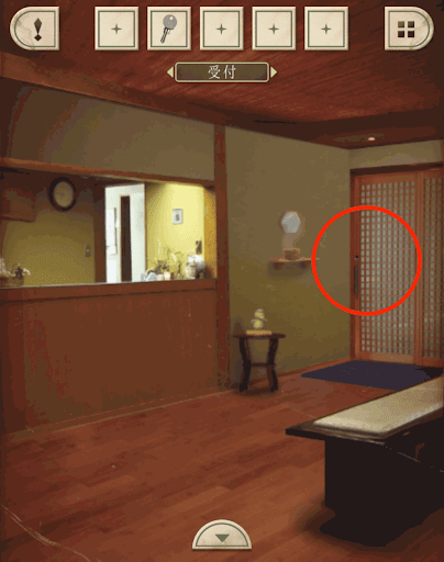 脱出ゲーム新館やすらぎの湯からの脱出_受付_奥の扉を拡大する