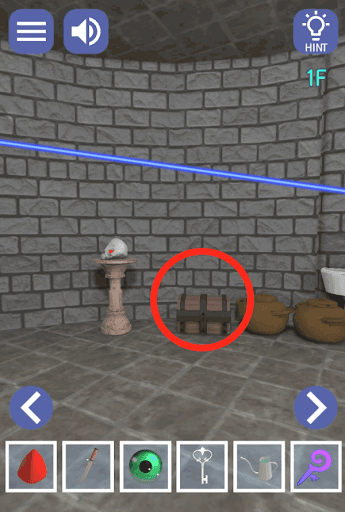 ドラゴンと魔法使いの住む塔_1階_画面中央の宝箱を拡大する