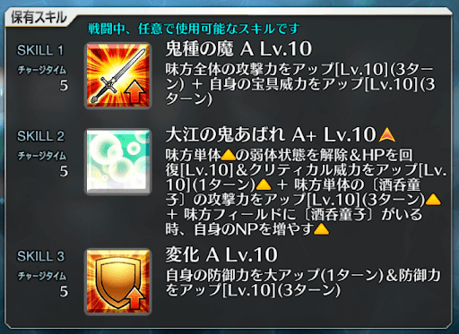 fgo-茨木童子スキル一覧