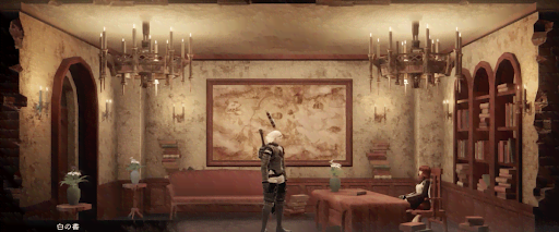 ニーアレプリカント_図書館でポポルと話をする