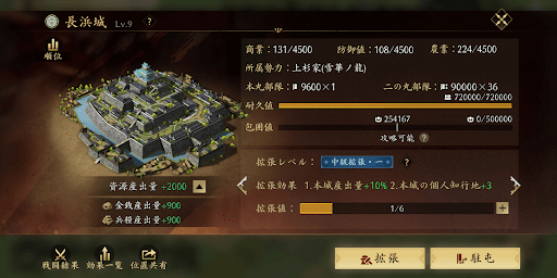 拠点拡張では拠点を強化できる