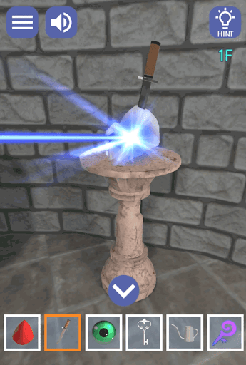 ドラゴンと魔法使いの住む塔_1階_骸骨から光が出ていることを確認する