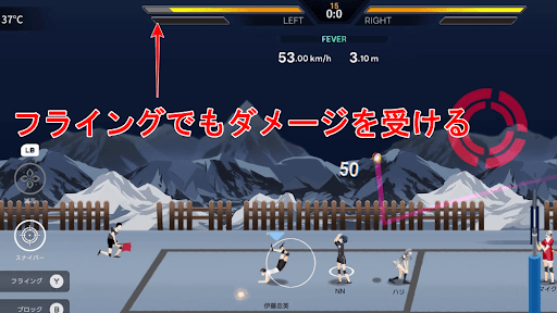 フライングで受けると体力が減少する