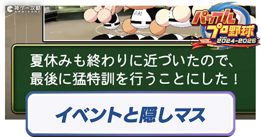 イベントと隠しマスのスケジュール一覧