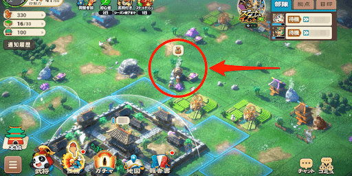 ブラウザ三国志天_マップ上の野盗をタップする