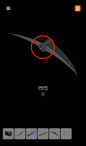 脱出ゲーム非常階段_5階_ピッケルの部品と鉄パイプを組み合わせる