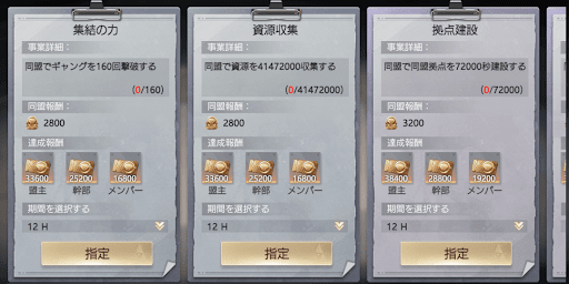 盟主と幹部は主要事業を指定できる