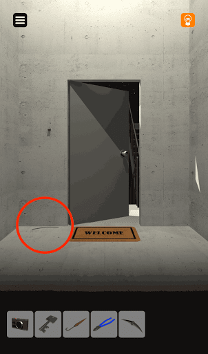 脱出ゲーム非常階段_1階_鍵を入手して画面左下を拡大する