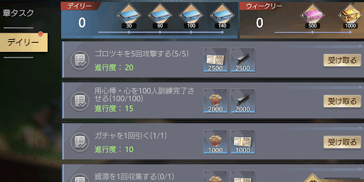 デイリータスクをクリアする