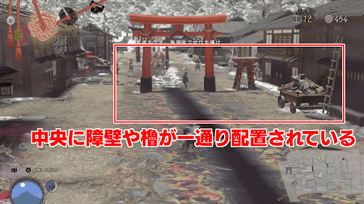 中央と門前の設備を優先して修理する