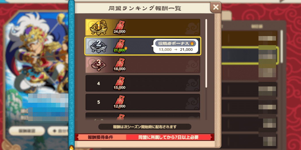 ブラウザ三国志天_天下チケットは同盟ランキングで入手