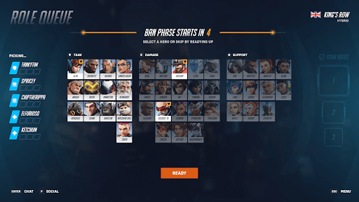 使用したいヒーローを選択できる