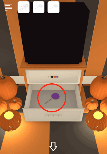 Spooky雨と少女とぬいぐるみ_テレビの下のチェスト_紫色のキャンディを入手する