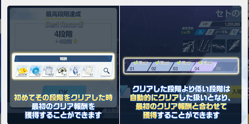 クリアした段階より低い段階は自動クリア