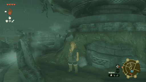 建物や大きな木などの遮蔽物に隠れる