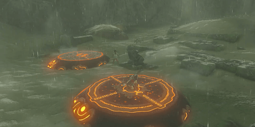 ゼルダBotW_海側の台座にしゃがむ