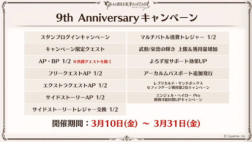 9周年Anniversaryキャンペーン