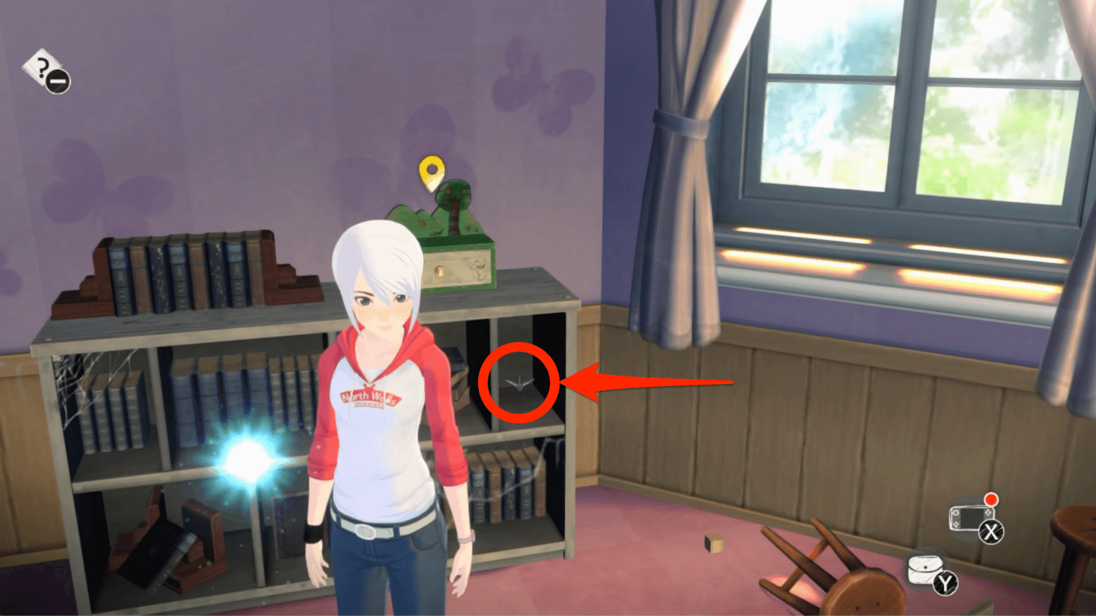 フラニーの部屋、本棚の本の裏