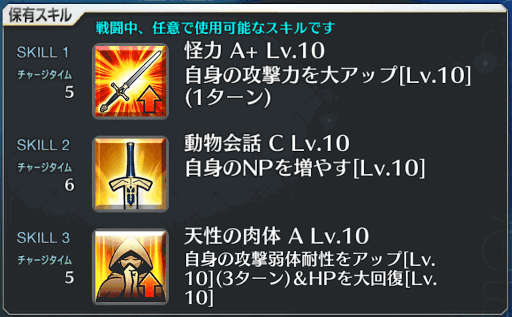 fgo-坂田金時スキル一覧