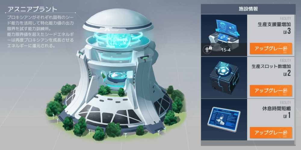 冒険を進めると施設を強化可能