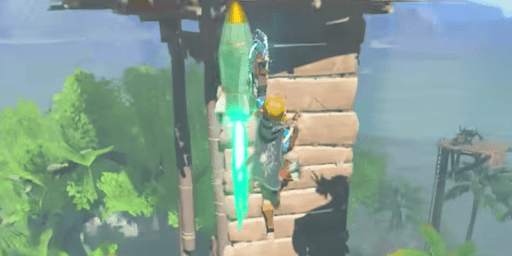 盾にロケットを着けて上昇する