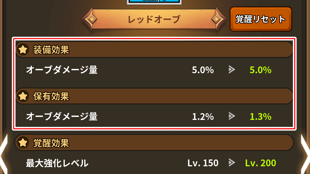 装備効果と保有効果