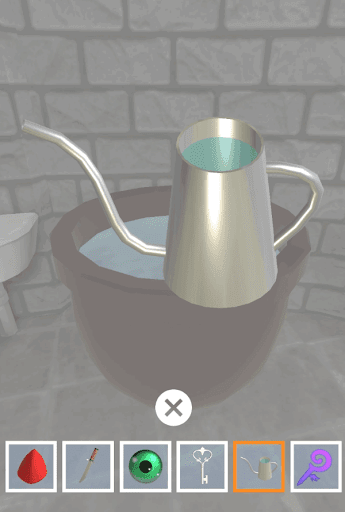 ドラゴンと魔法使いの住む塔_1階_水の入ったジョウロを入手する