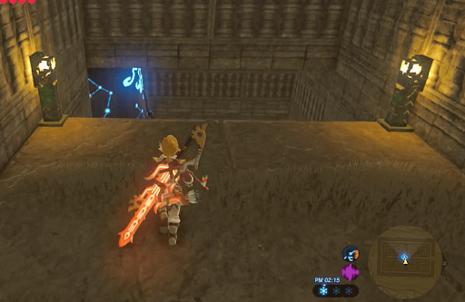 ゼルダBotW_2つの灯りの道を降りて祠に到着
