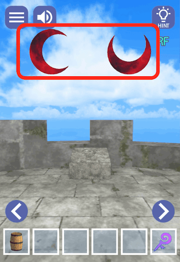 ドラゴンと魔法使いの住む塔_屋上_画面上部の三日月の向きを確認する