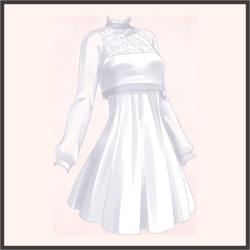 白のハイネックワンピ