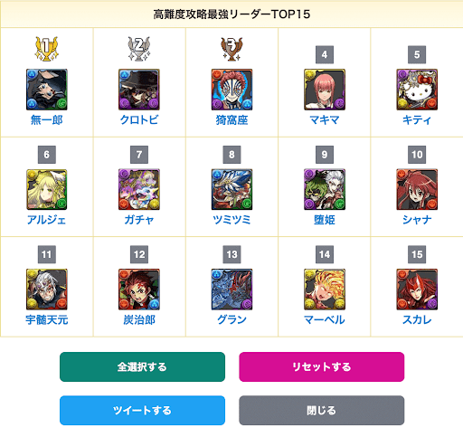 最強リーダー所持率チェッカー