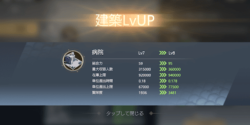 最大保有数は病院Lvを上げると増やせる