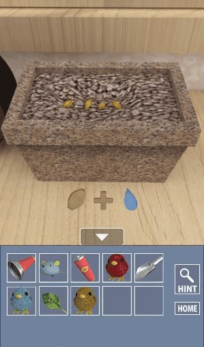 インコ脱出2_水を汲んだスコップ