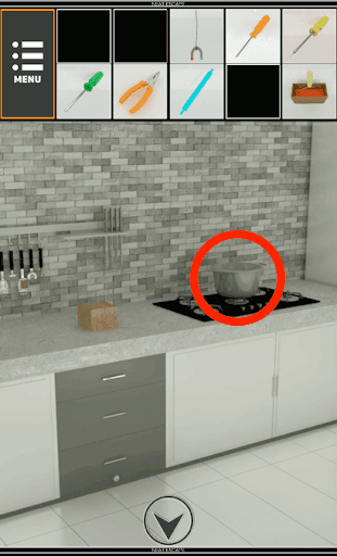 GarageHouse_キッチンに移動し鍋を拡大する