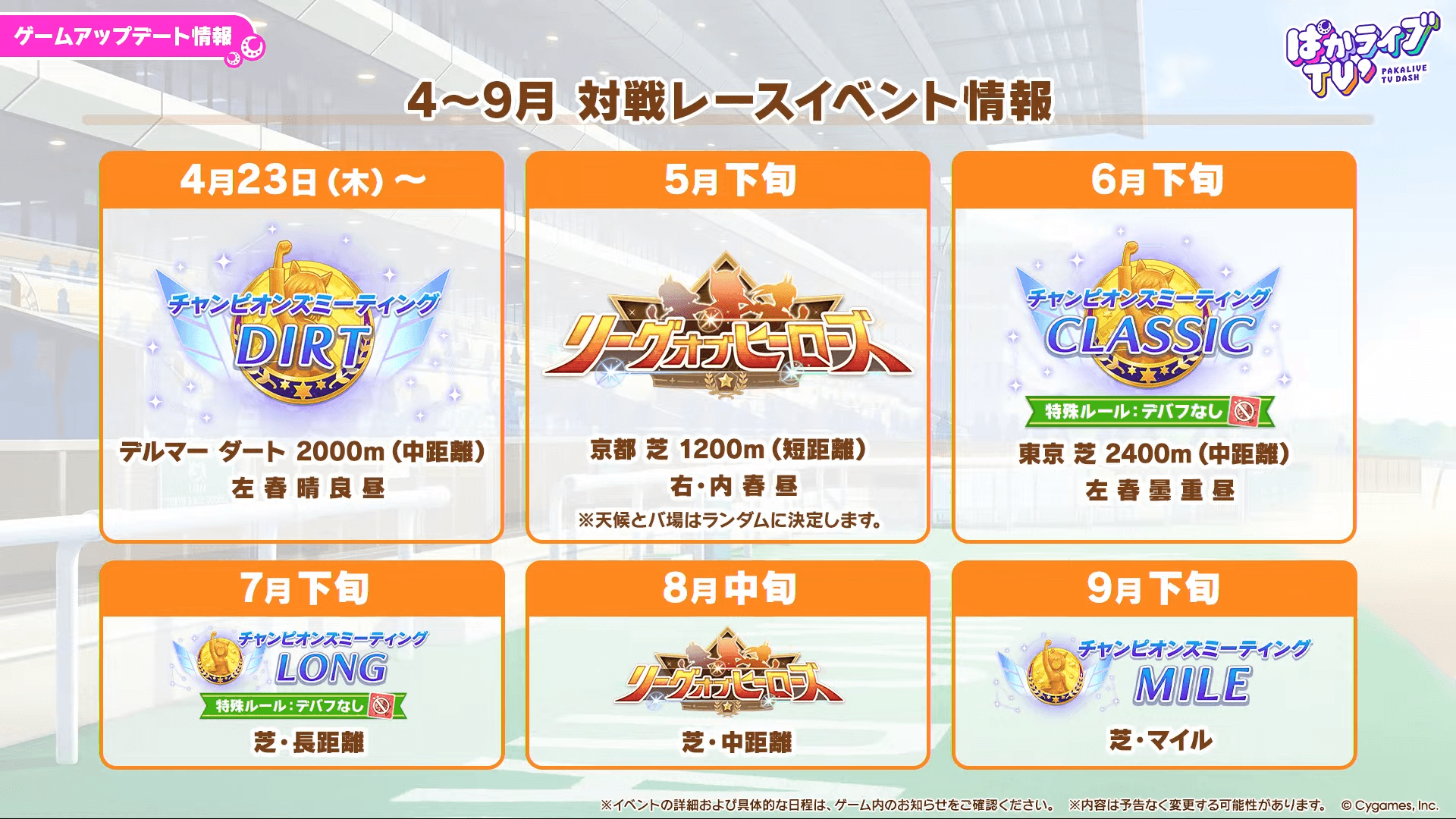 ウマ娘_直近6か月のイベントスケジュール一覧