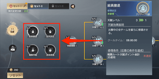 アクティブ天賦を使用できる