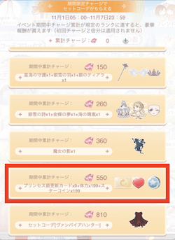 プリンセス級更新カード