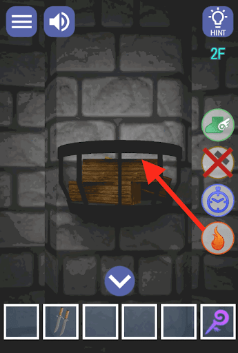 ドラゴンと魔法使いの住む塔_2階_炎の魔法を使用して火をつける