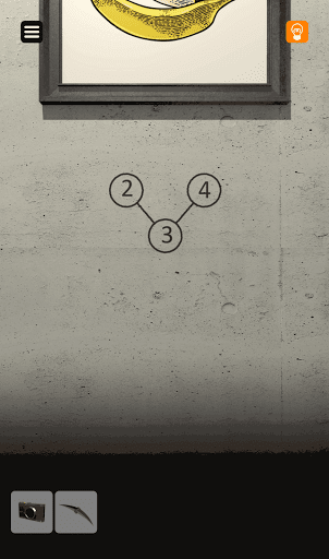 脱出ゲーム非常階段_1階_バナナの絵の裏のヒントにそれと同じ箇所の時計を確認する