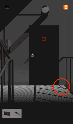 脱出ゲーム非常階段_3階_画面右下の黄色のマーカーを入手する