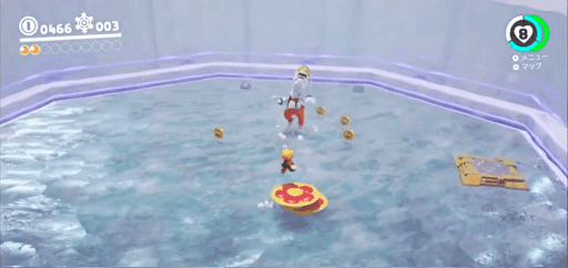 ボス戦では帽子に乗って頭を狙う