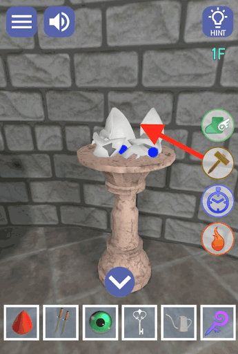 ドラゴンと魔法使いの住む塔_1階_骸骨にリペアの魔法を使用する