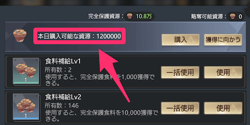 資源の購入上限が上昇する