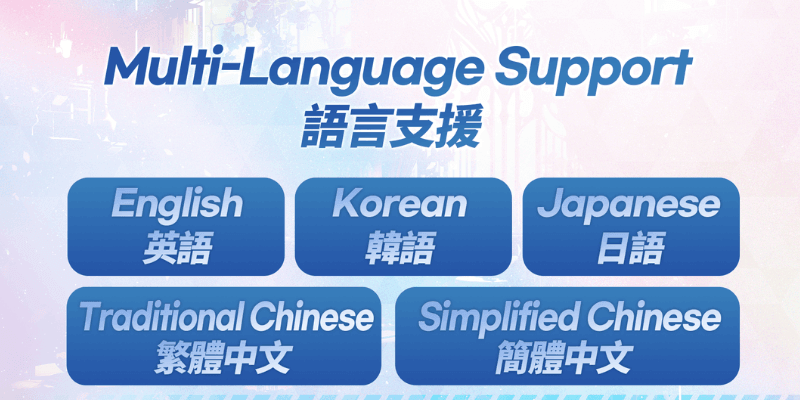 5つの言語で切り替え可能
