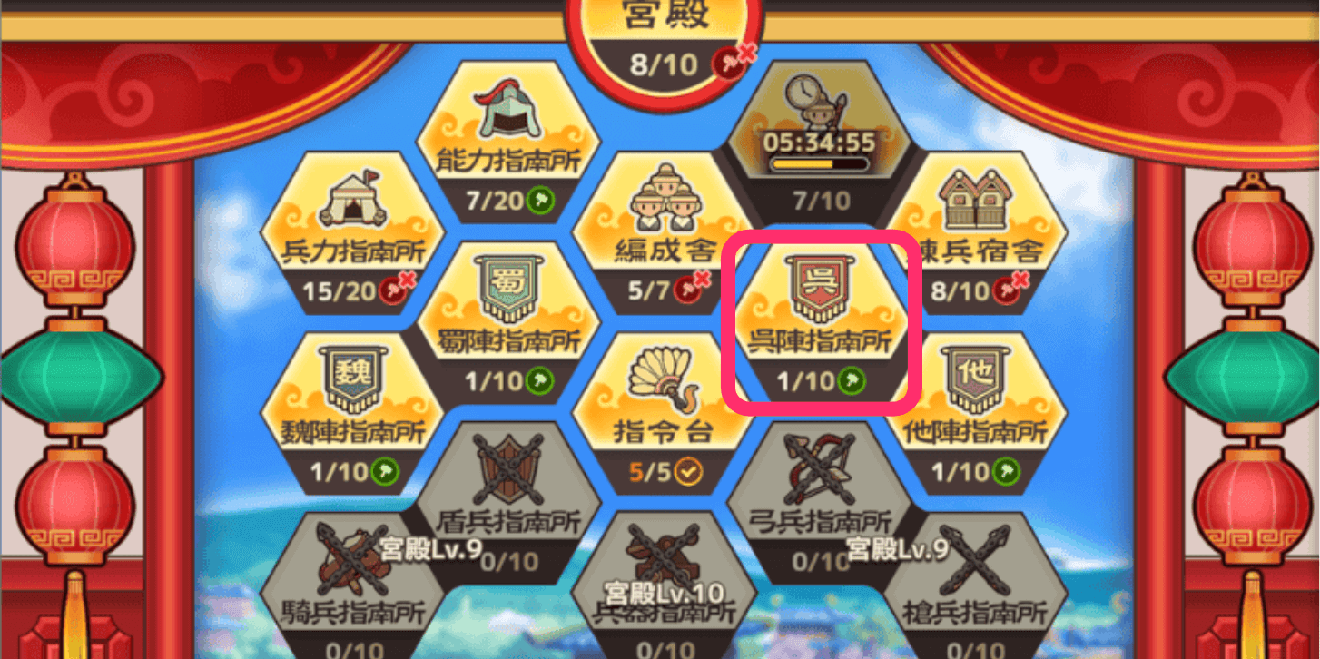 部隊が全て呉の際に全能力が上がる