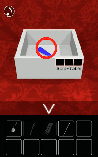月の見える城からの脱出_赤ソファの上の箱の解読